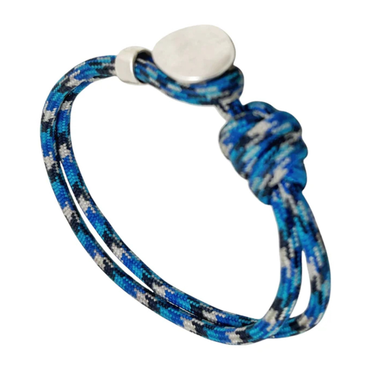 Pulsera Boton paracord azul y plata