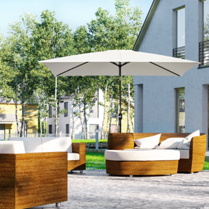 Sombrilla de Aluminio 200x300x240 cm Parasol Rectangular de Jardín Inclinable con Manivela y Poste Desmontable para Terraza Piscina Patio Exterior Crema