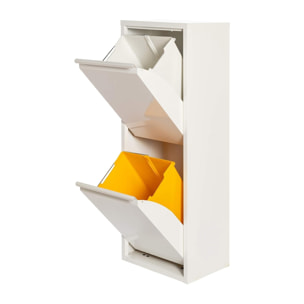 Well home - cubo de basura y reciclaje metálico de 2 compartimentos, 2x17l (34l) blanco mate