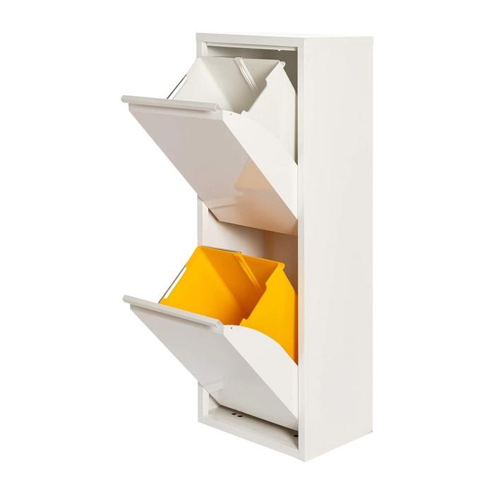 Well home - cubo de basura y reciclaje metálico de 2 compartimentos, 2x17l (34l) blanco mate