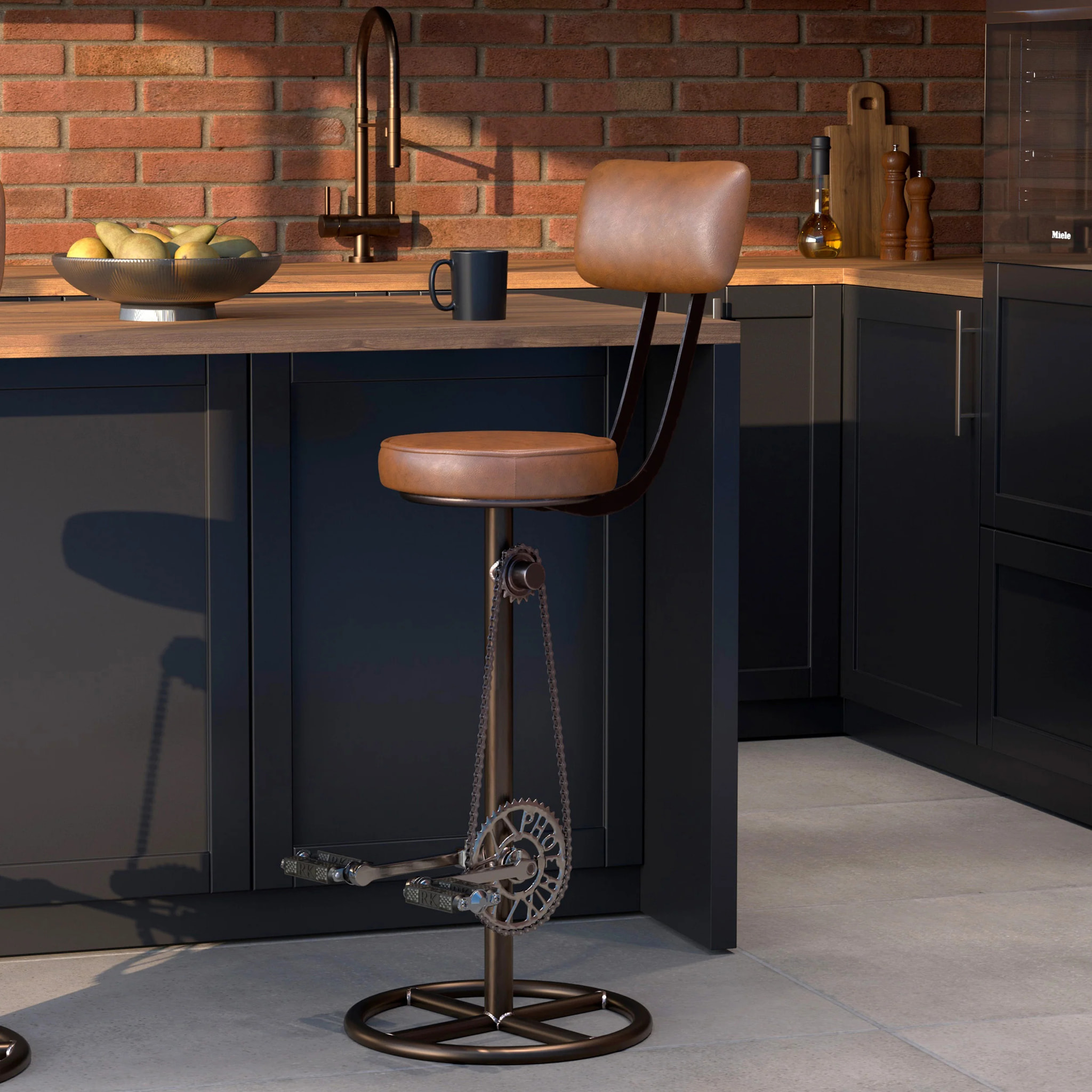 Chaise de bar 76 cm en cuir avec dossier - Phoenix