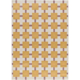 FLASHY Alfombra geométrica de pelo corto mostaza, varias medidas disponibles.