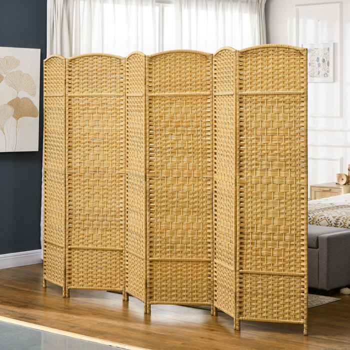 Biombo Plegable de 6 Paneles 270x180 cm Biombo Separador de Ambientes Pantalla de Privacidad de Polipropileno para Oficina Dormitorio Natural