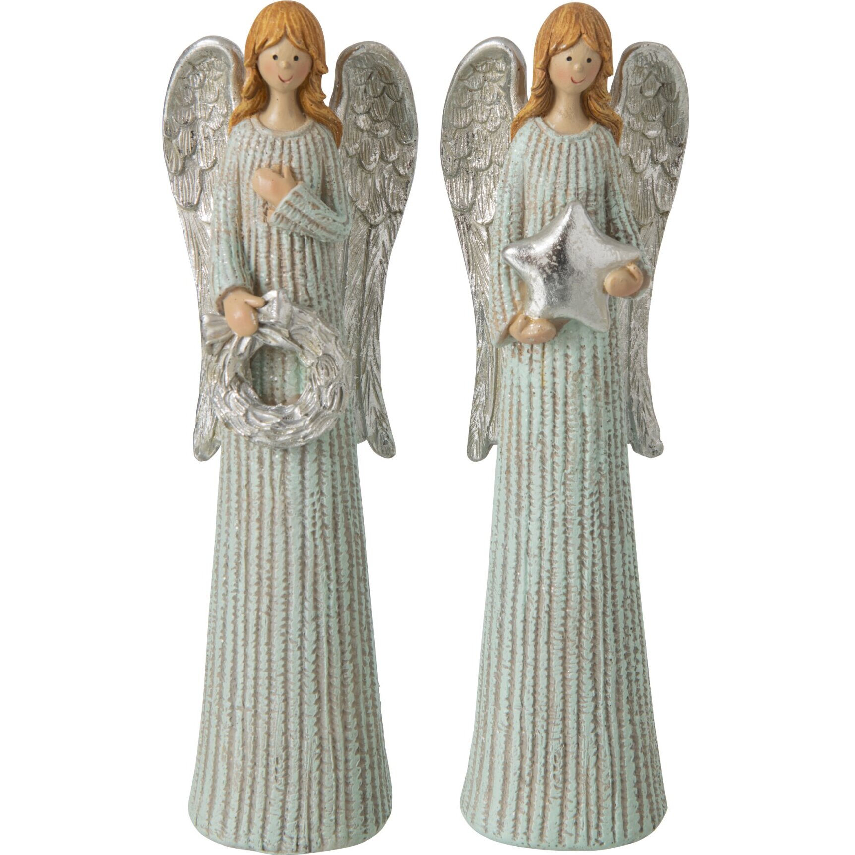 J-Line Anges Décoratifs Pailletés - bleu clair/argenté - 2 pièces
