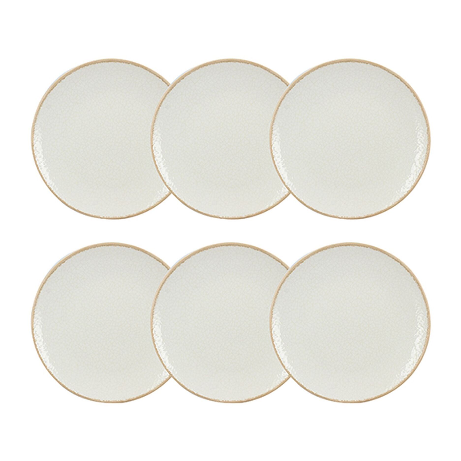 Lot de 6 assiettes plates en porcelaine blanche et liseré beige 27cm NUANCE
