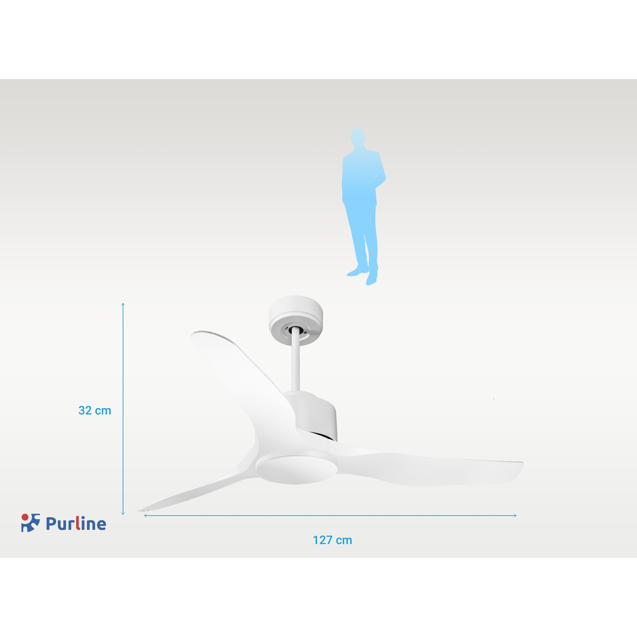 Ventilateur de plafond ø127 cm avec Wifi Réversible Hypersilence 40   W Blanc