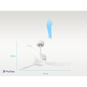 Ventilateur de plafond ø127 cm avec Wifi Réversible Hypersilence 40   W Blanc