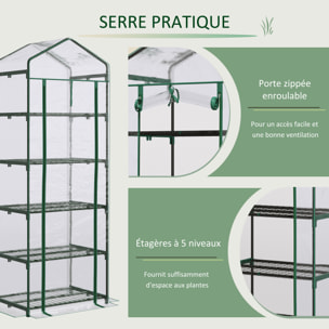 Serre de jardin balcon étagère serre 5 niveaux 0,69L x 0,49l x 1,93H m acier galvanisé bâche amovible PVC vert