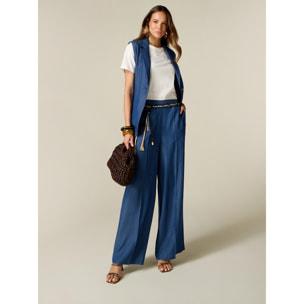 Oltre - Pantaloni palazzo in tencel - Blu
