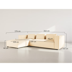 Stella - canapé d'angle gauche 4 places en simili - Beige