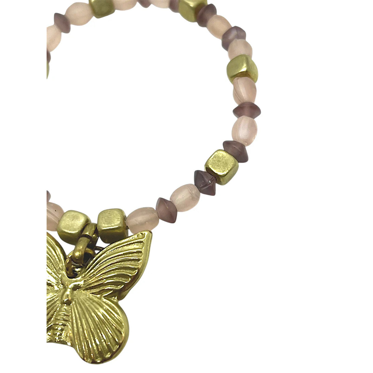 Pulsera mariposa elastica en dorado y rosas cristal