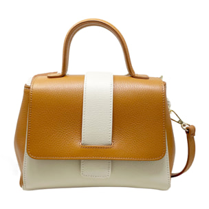 Chicca Borse - Borsa a Mano Donna in Vera Pelle - Colore Beige - Cuoio