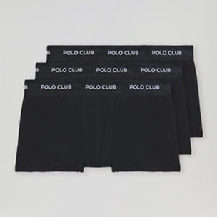 Pack de tres boxers negros con logotipo Polo Club