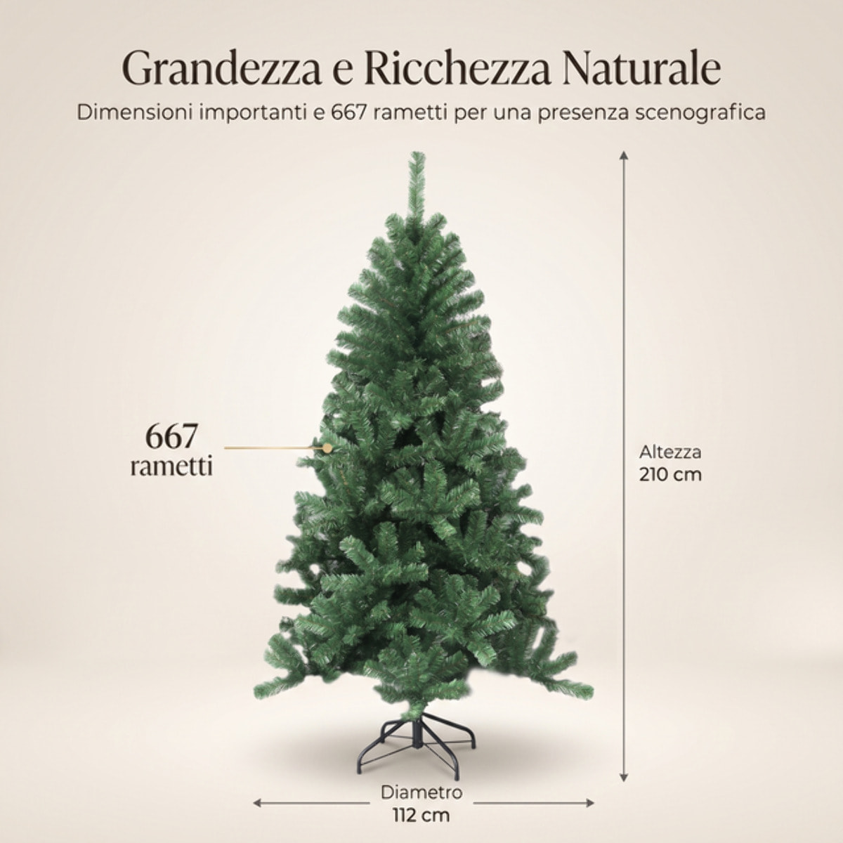 Albero di Natale artificiale in PVC e acciaio - VERDE