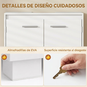 HOMCOM Mueble Bajo Lavabo, Mueble de Baño con Estante Ajustable, 2 Puertas y Recorte en U, Estilo Moderno, para Lavabo con o sin Pedestal, 60x30x60 cm, Blanco