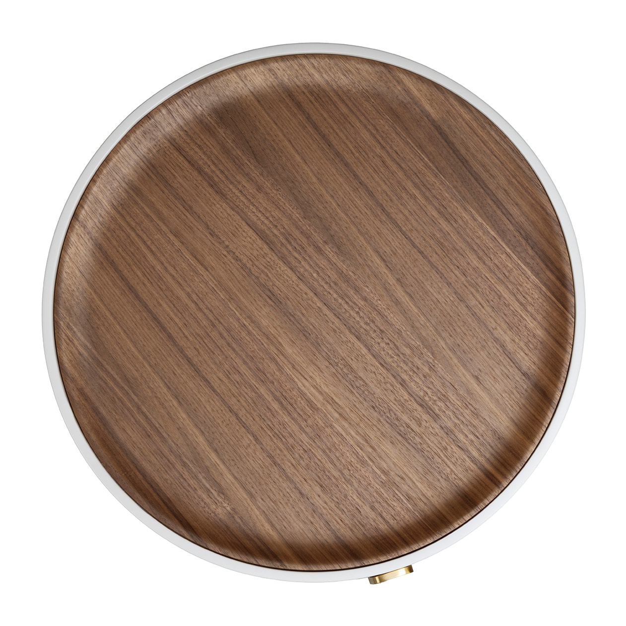 Mesa rincón redonda en madera de MDF en beige y una tapa de madera chapada en nogal natural 52x52x50cm