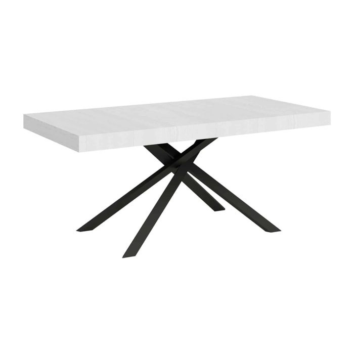 Table extensible 180x90/284 cm Karida Frêne Blanc cadre Anthracite