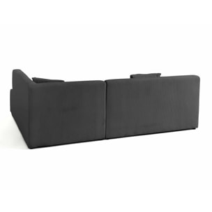 Onyx - canapé modulable d'angle droit - 5 places - en velours côtelé - Gris foncé