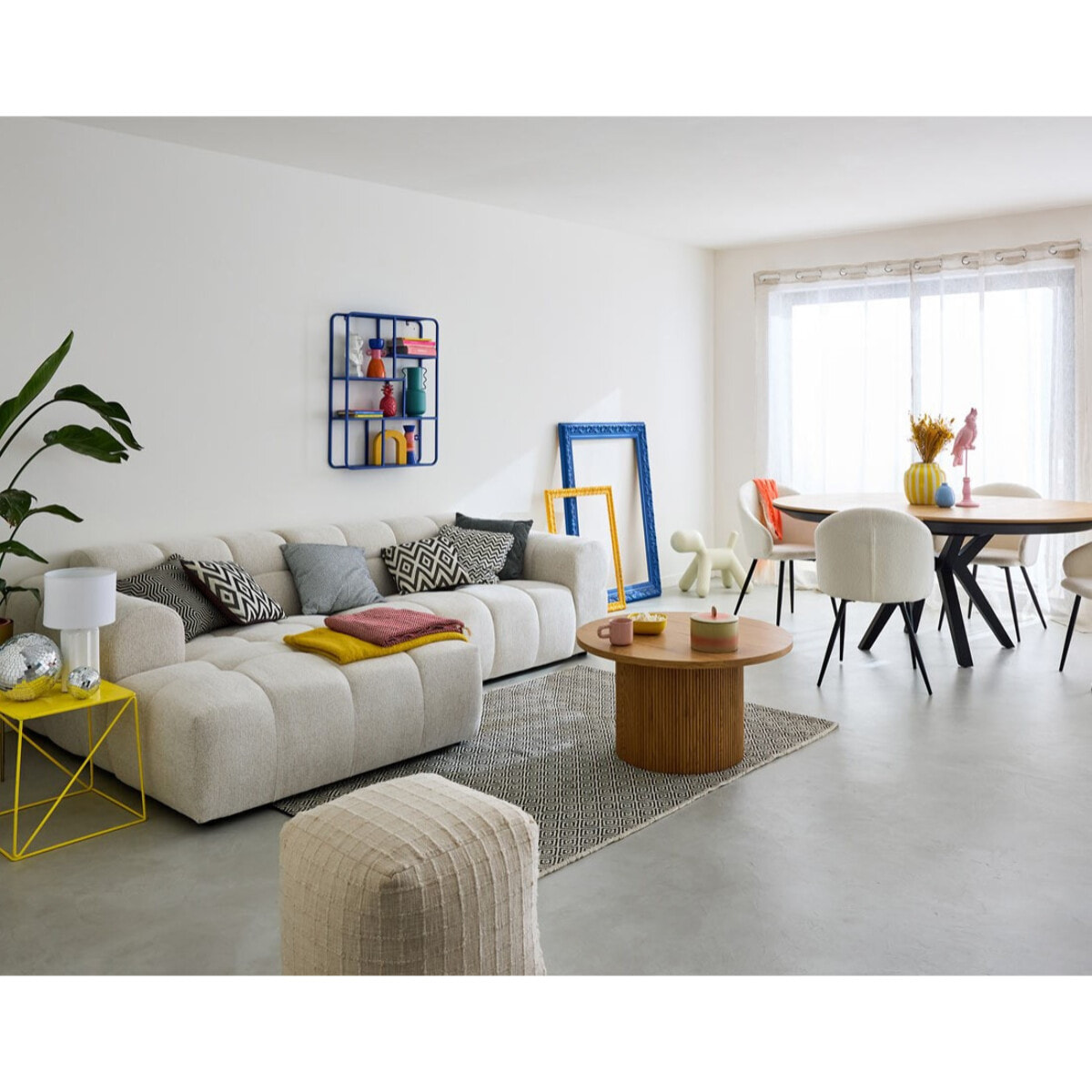 Ray - canapé d'angle gauche - 4 places - en tissu texturé - Beige