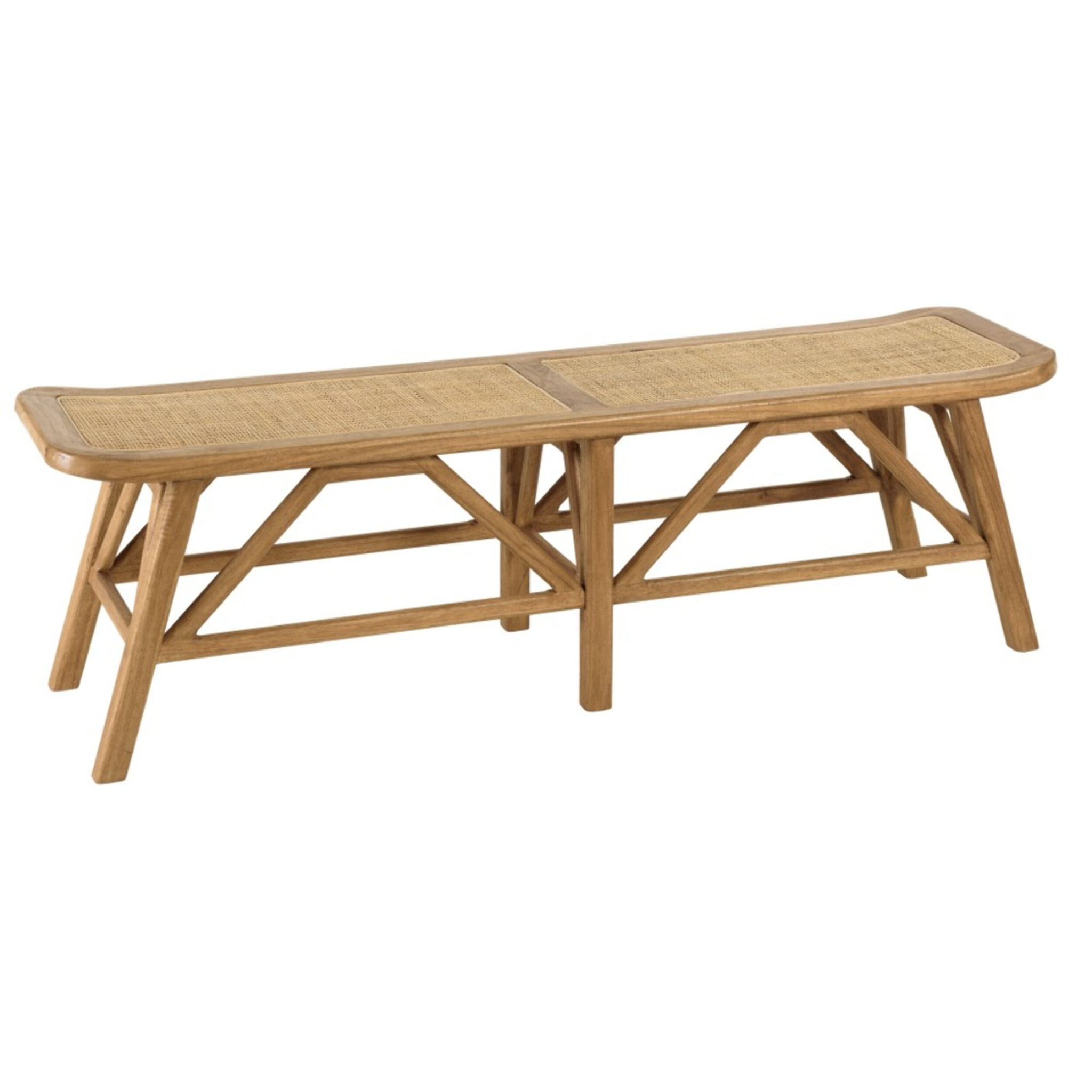 AMY - Banc 2 places en bois de mindi et rotin naturel AMY