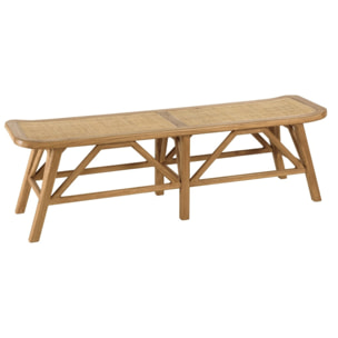 AMY - Banc 2 places en bois de mindi et rotin naturel AMY