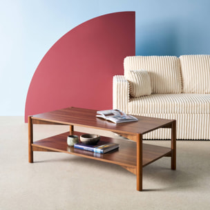 Table basse rectangulaire décor bois double plateau 110cm noyer - Harmony
