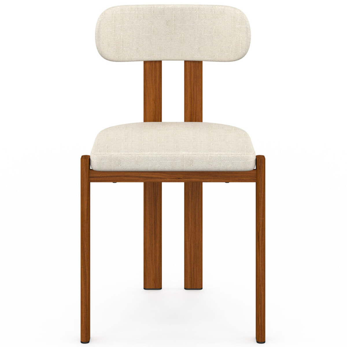 Chaises Elsa bouclette pieds effet noyer - lot de 4