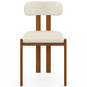 Chaises Elsa bouclette pieds effet noyer - lot de 4