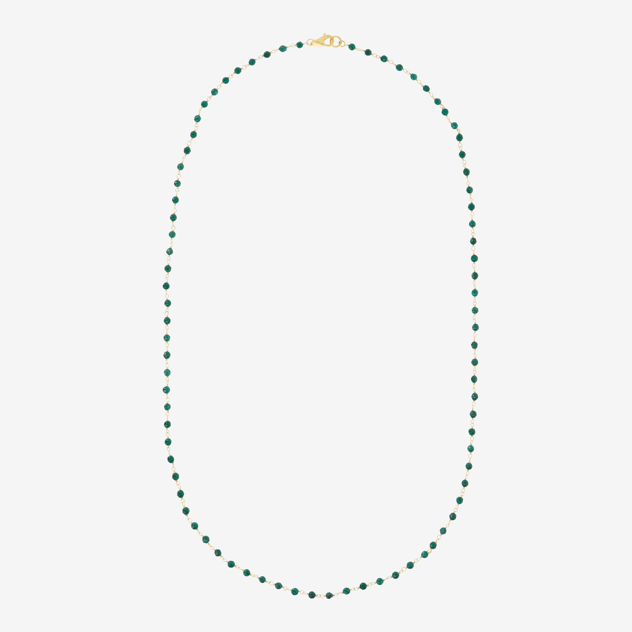 Collana Rosario con Quarzite Verde in Argento 925 placcato Oro giallo 18Kt