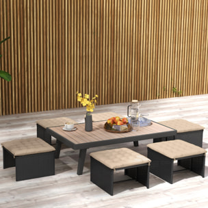 Juego de 6 Cojines para Sillas de Comedor, 40x40 cm, 6 Piezas, Cojines para Sillas de Jardín Acolchados con Cintas y Fundas Extraíbles, Caqui