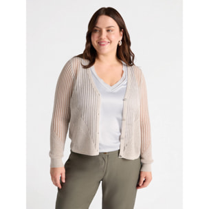 Fiorella Rubino - Cárdigan perforado de hilo de lúrex - Beige