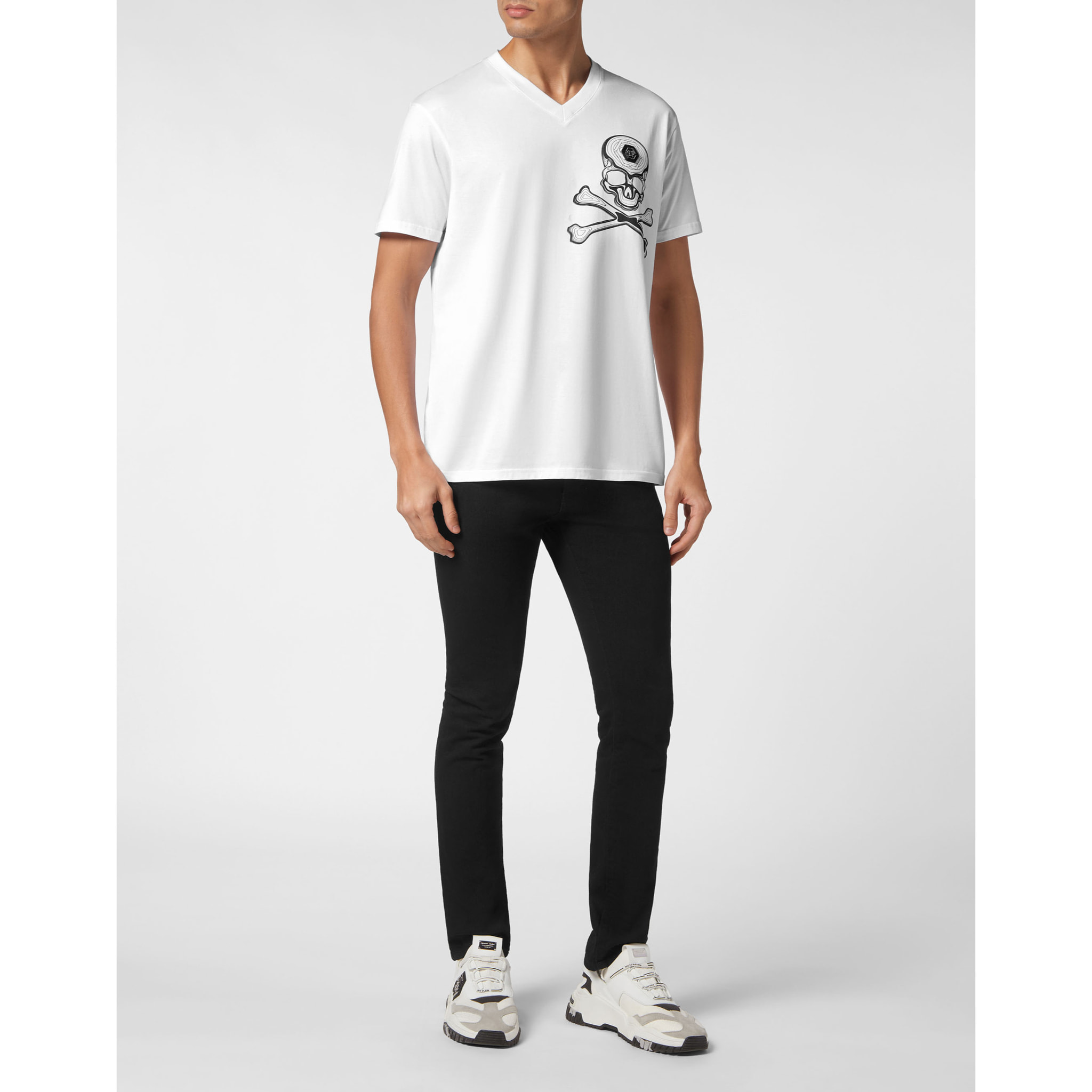 PHILIPP PLEIN Camiseta cuello pico SKULL&BONES