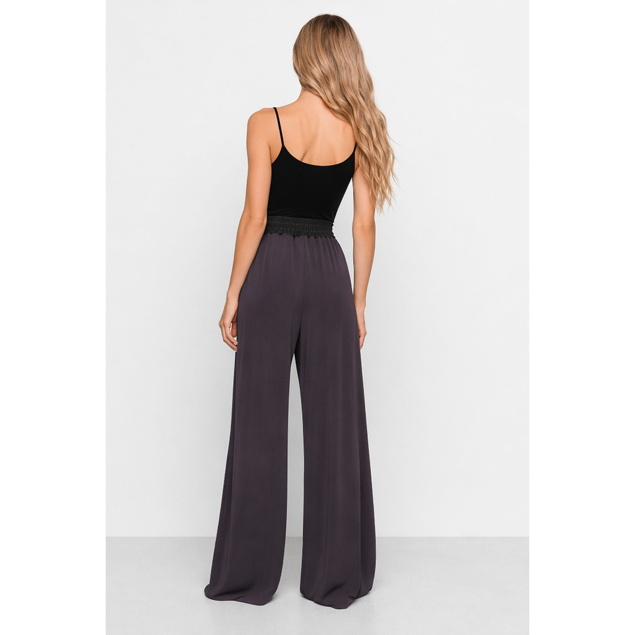 Kocca - Pantalone da donna in viscosa a vita alta e gamba larga Donna