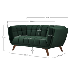 Canapé 2 places en velours vert foncé - Mona