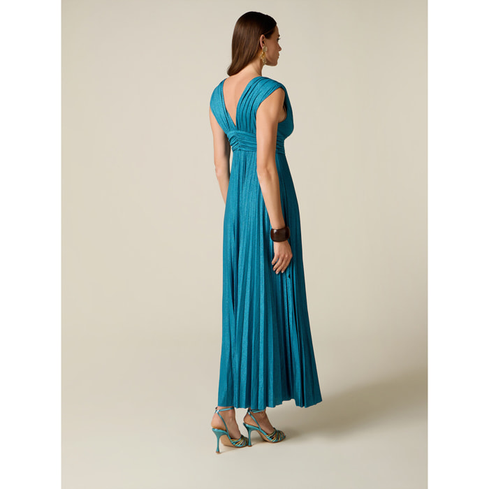 Oltre - Vestito lungo in jersey lurex - Azzurro