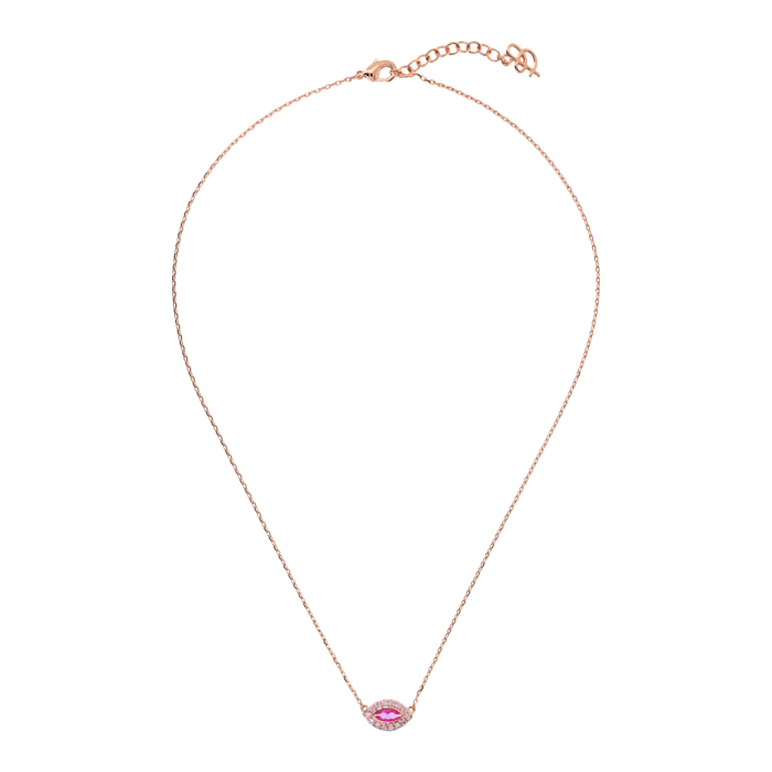 Collana Catena Forzatina con Pendente Marquise in Topazio Rosa e Cubic Zirconia