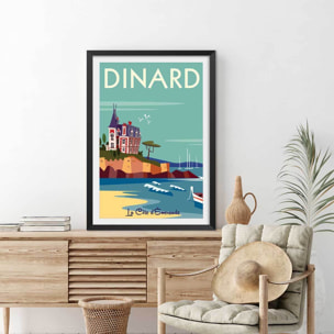 Affiche voyage à dinard Affiche + cadre en bois - Noir