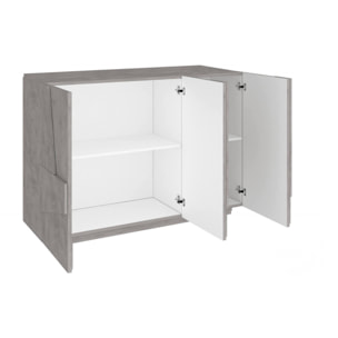 Mobile da ingresso a 3 ante e ripiani interni, Made in Italy, Entratina moderna, Credenza per atrio, cm 121x38h86, colore Grigio Ardesia