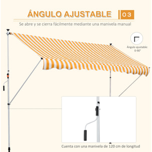 Toldo Portá¡til Balcón Plegable de Aluminio 3x1.5m Amarillo