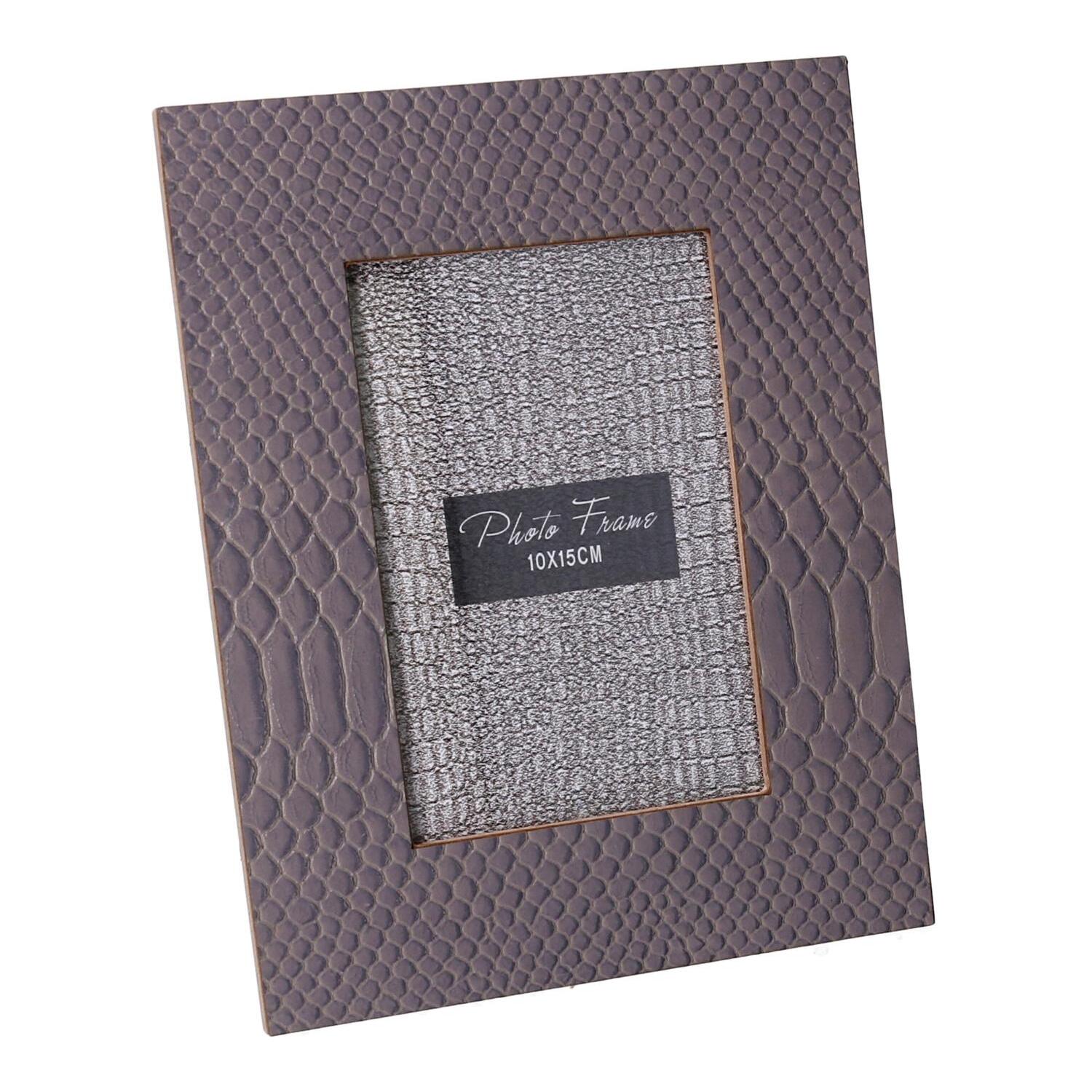 Portafoto ecopelle grigio pitone cm17x1,5h22