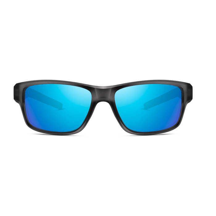 Occhiali da sole PALOALTO modello SANDBOARD, nel colore Montatura grigia opaca con lenti polarizzate Revo blu