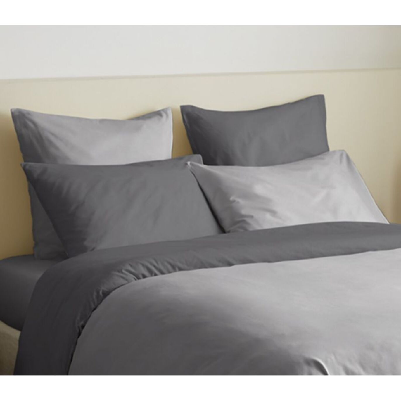 Pack complet 6 pièces Gris/Anthracite réversible housse de couette