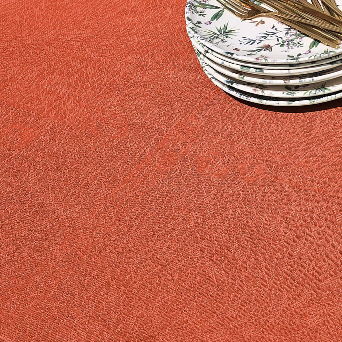 Nappe pur coton motif jacquard orange Paradia sienne
