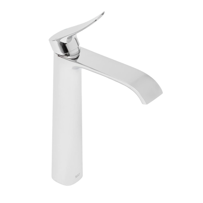 set mitigeur lavabo haut + mitigeur cuisine avec douchette extractible et bras pivotant, chrome (SATINFBSD285)