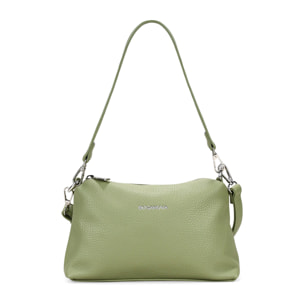 Bolso de hombro verde pequeño con cremallera