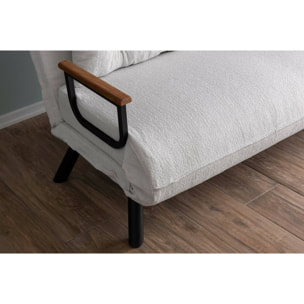 Divano letto 2 posti Calvin, Sofà trasformabile, Divanetto per ospiti, Poltrona letto contenitore, 133x78 h78 cm, Bianco