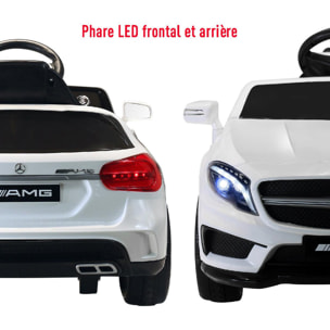 Voiture véhicule électrique enfant 6 V 3 Km/h max. télécommande effets sonores + lumineux Mercedes GLA AMG blanc