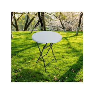 Table haute pliante en plastique Ø 80 cm "Lili" - blanc