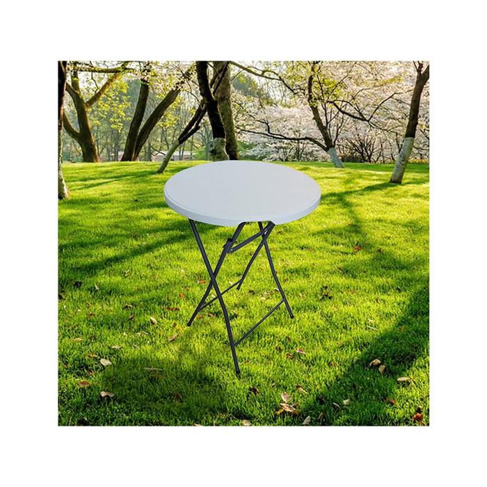Table haute pliante en plastique Ø 80 cm "Lili" - blanc