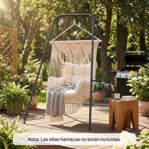 Soporte para Silla Colgante y Hamaca, 183 cm, Soporte para Columpio con Estructura de Acero, Almohadillas Antideslizantes y 2 Mosquetones, para Interior y Exterior, Carga 150 kg, Negro
